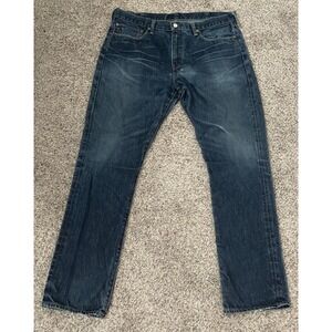 Polo Ralph Lauren Jeans Mens 40‎ x 32 Blue Denim Slim Straight Whiskers